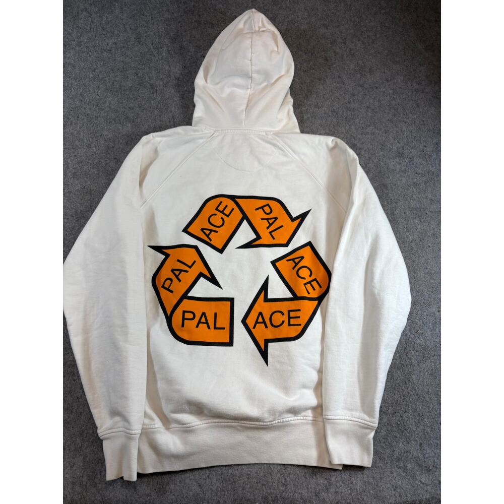 Palace Skateboards Recycle Hoodie Men Medium White Graphic Sweatshirt Streetwear
